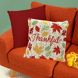 Thankful Message Fall Leaved Pattern Pillow / Cushion