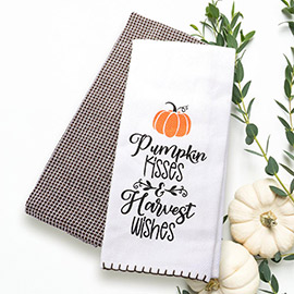 Pumpkin Kissed Harvest Wishes Message Printed Kitchen Towel