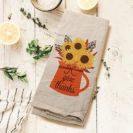 Give Thanks Message Sunflower Printed Kitchen Towel