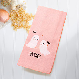 SPOOKY Message Cute Halloween Ghosts Printed Kitchen Towel