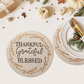 2PCS - Thankful Grateful Blessed Message Round Trivet