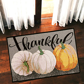 Thankful Message Pumpkin Print Tapestry Rug / Door Mat