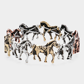 Antique Metal Western Horse Stretch Bracelet