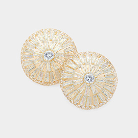 CZ Stone Embellished Round Evening Earrings