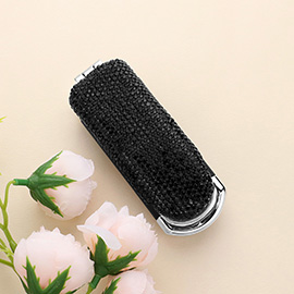 Bling Studded Portable Folding Mirror Hair Brush