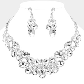 Multi Stone Bubble Cluster Evening Necklace