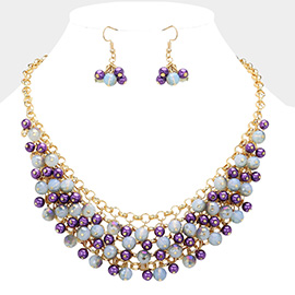 Faceted Beaded Bib Necklace