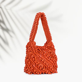 Beads Embellished Mini Bucket Bag