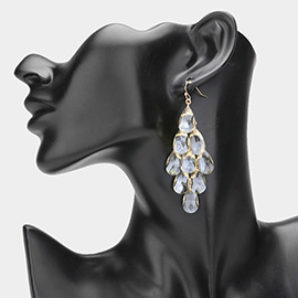 Teardrop Faceted Stone Chandelier Dangle Earrings