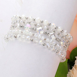 5PCS - Faceted Beaded Multi Layered Stretch Bracelets