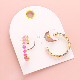 Enamel Quatrefoil Hoop Earrings