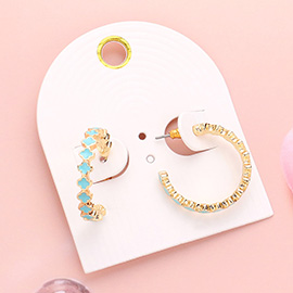 Enamel Quatrefoil Hoop Earrings