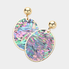 Mother Of Pearl Oval Disc Dangle Earrings