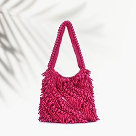 Beads Embellished Mini Bucket Bag