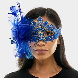 Flower Feather Fairy Lace Masquerade Mask