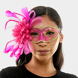 Flower Feather Fairy Lace Masquerade Mask