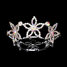 Rhinestone Pave Flower Mini Crown Tiara