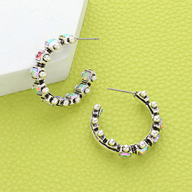 Western Stone Accented Hoop Earrings