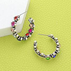 Western Stone Accented Hoop Earrings