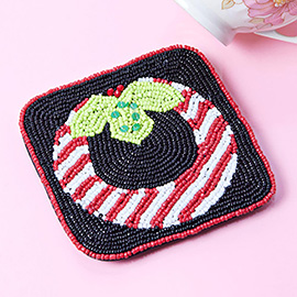 Beaded Christmas Wreath Bell Coaster