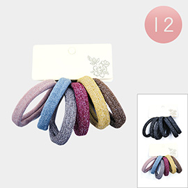 12 SET OF 6 - Plain Elastic Hair Bands