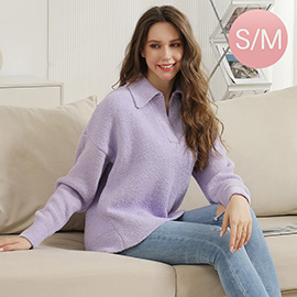 Small/Medium - Solid Collar Pullover Sweater