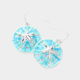 Enamel Starfish Sand Dollar Dangle Earrings