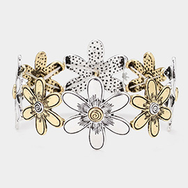 Daisy Flower Link Stretchable Bracelet