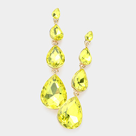 Teardrop Stone Link Dangle Evening Earrings