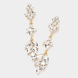 Marquise Stone Cluster Embellished Link Dropdown Evening Earrings