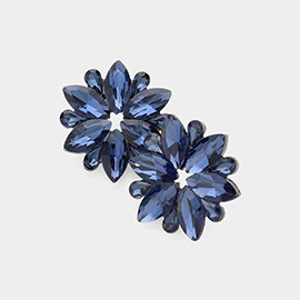 Marquise Stone Cluster Flower Evening Earrings