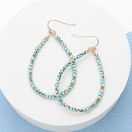 Faceted Beaded Open Teardrop Dangle Earrings