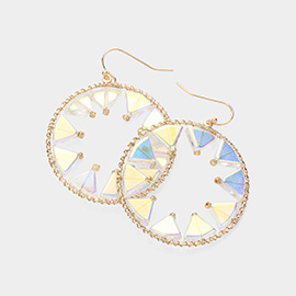 Triangle Beads Embellished Open Circle Dangle Earrings