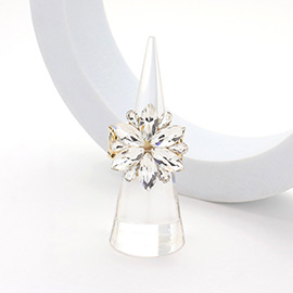 Marquise Glass Stone Cluster Flower Stretch Ring