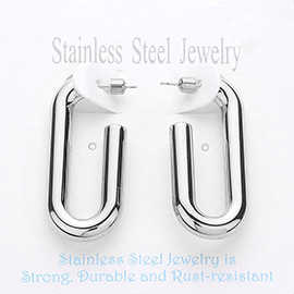 Stainless Steel Oval Hoop Earrings