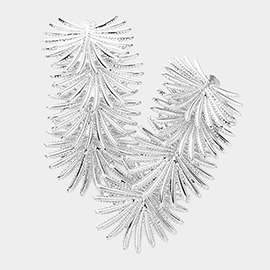 Textured Metal Tropical Leaf Link Dropdown Earrings