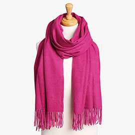 Solid Oblong Scarf with Tassels