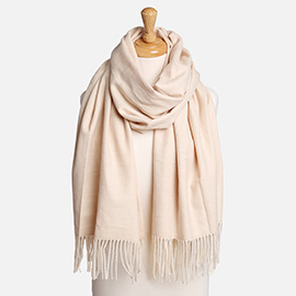 Solid Oblong Scarf with Tassels