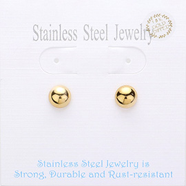 18K Gold Dipped Stainless Steel Ball Stud Earrings