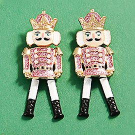 Glittered Enamel Christmas Nutcracker Earrings