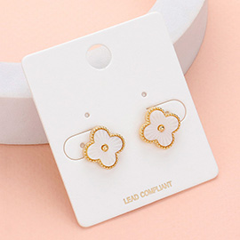 Mother Of Pearl Quatrefoil Stud Earrings