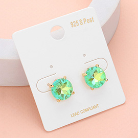 Round Stone Cushioni Stud Earrings