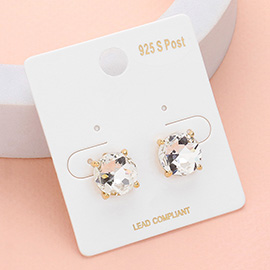 Round Stone Cushioni Stud Earrings