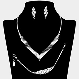 Rhinestone Paved V Shaped Jewelry Set