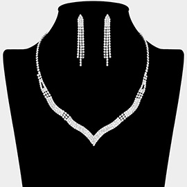 Rhinestone Paved V Shaped Necklace