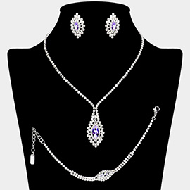 Marquise Stone Accented Rhinestone Paved Jewelry Set