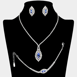 Marquise Stone Accented Rhinestone Paved Jewelry Set