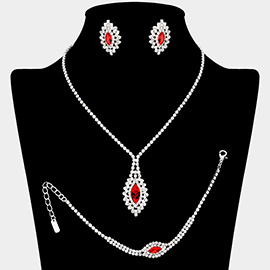 Marquise Stone Accented Rhinestone Paved Jewelry Set