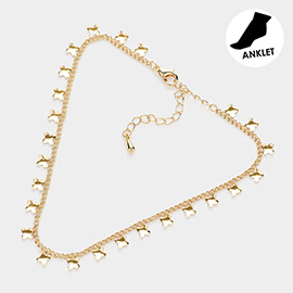 Brass Metal Quatrefoil Station Anklet