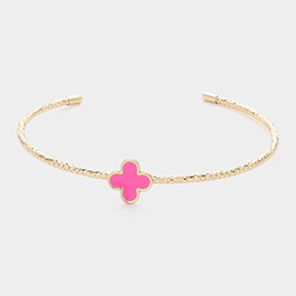 Enamel Quatrefoil Pointed Cuff Bracelet